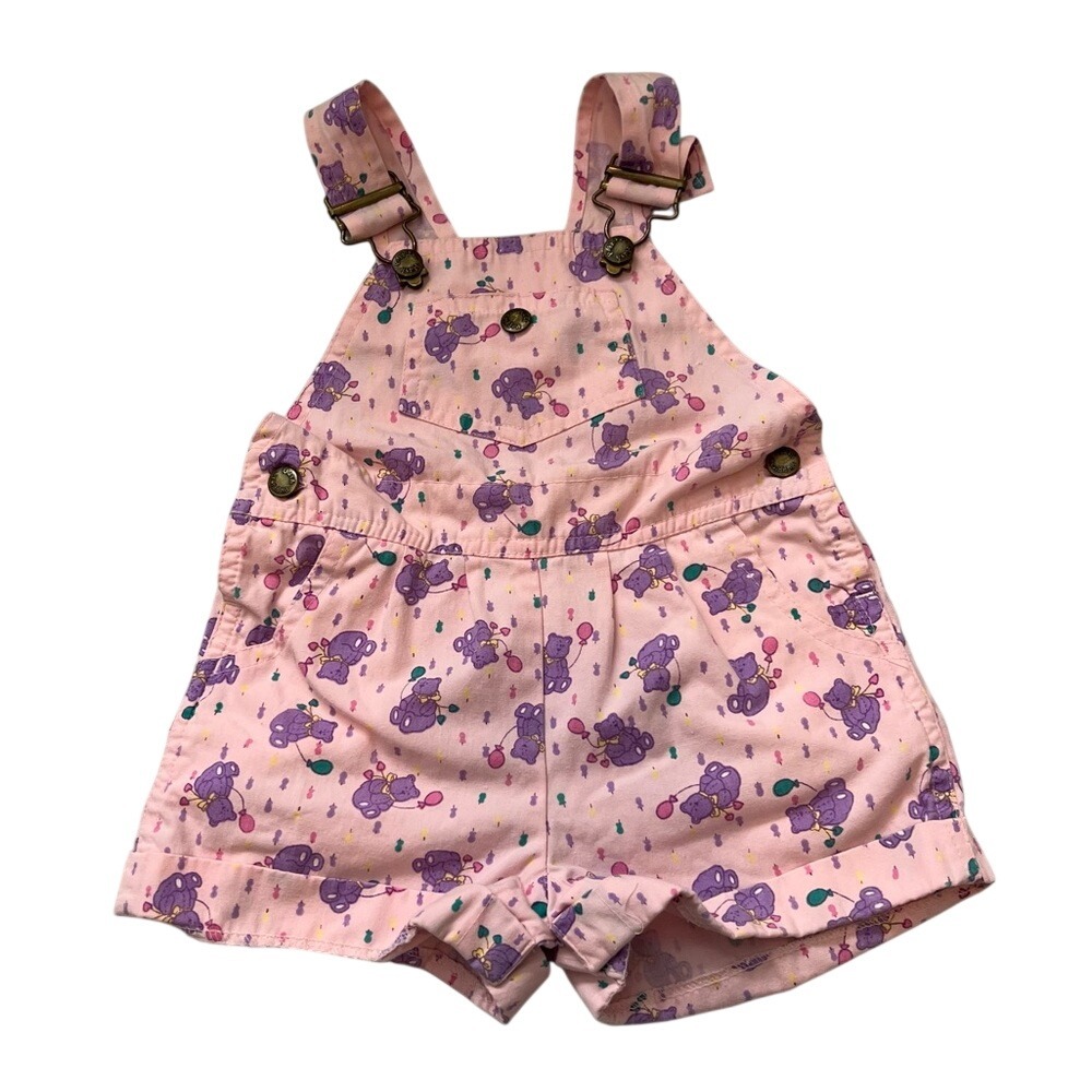 Vintage Hush Puppies Pink Overall Bear Shortalls 1990s